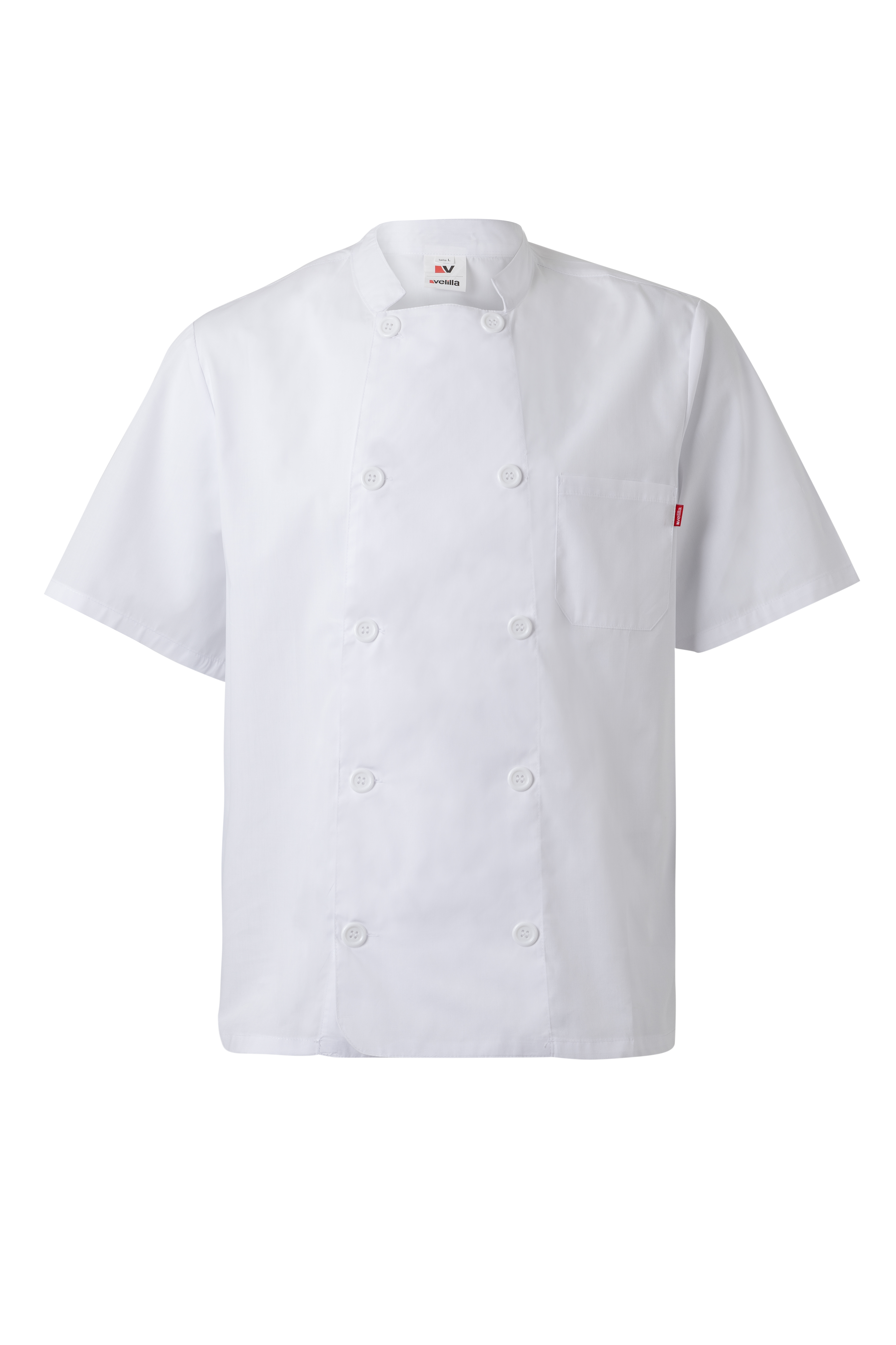 VL DURGA. Jaleca de cozinha de popelina (110g/m²) de manga curta, em algodão (35%) e poliéster (65%)