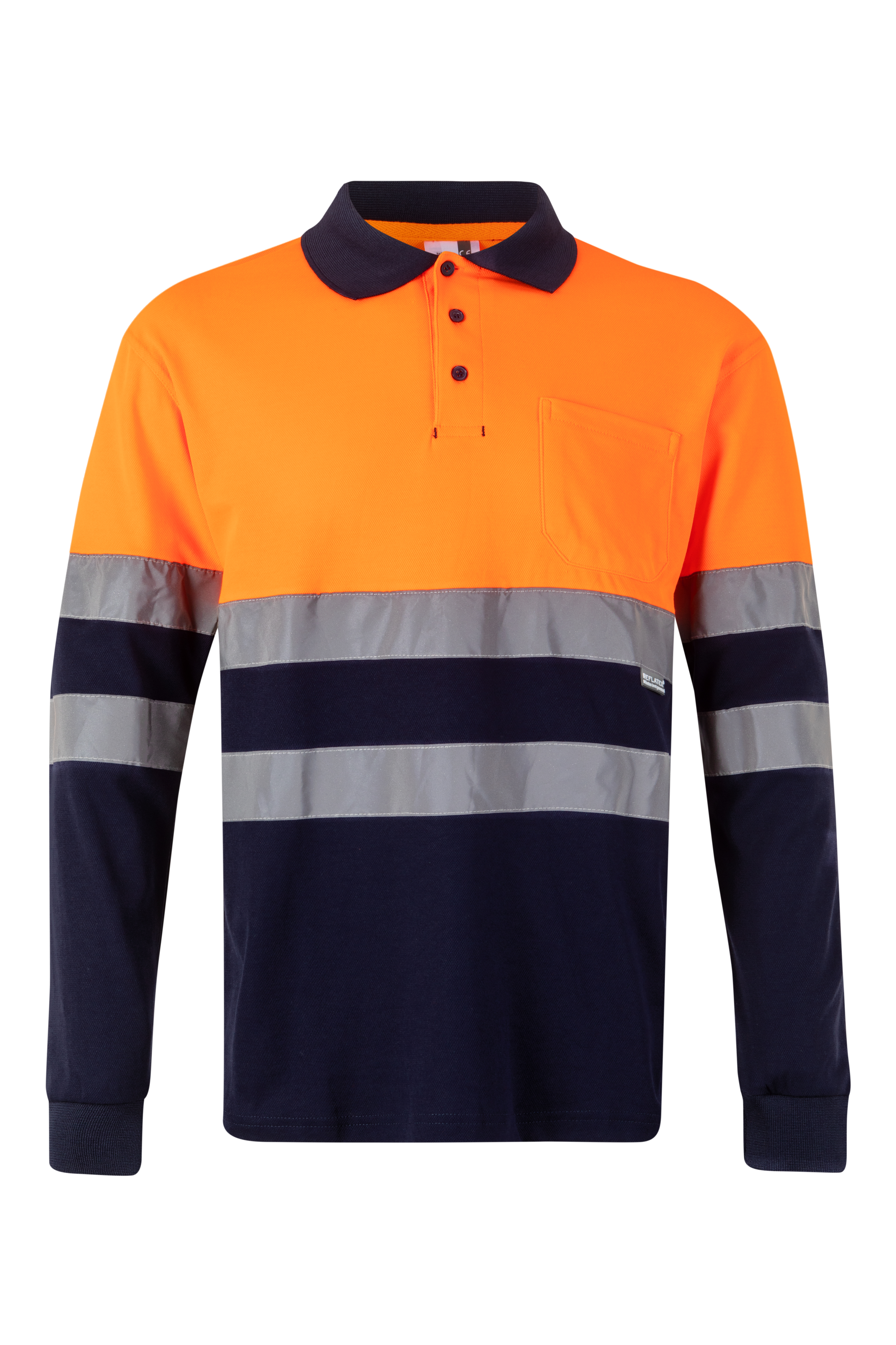 VL PLUTO LARGE. Polo bicolor piqué (150g/m²) de manga comprida, em algodão (55%) e poliéster (45%)