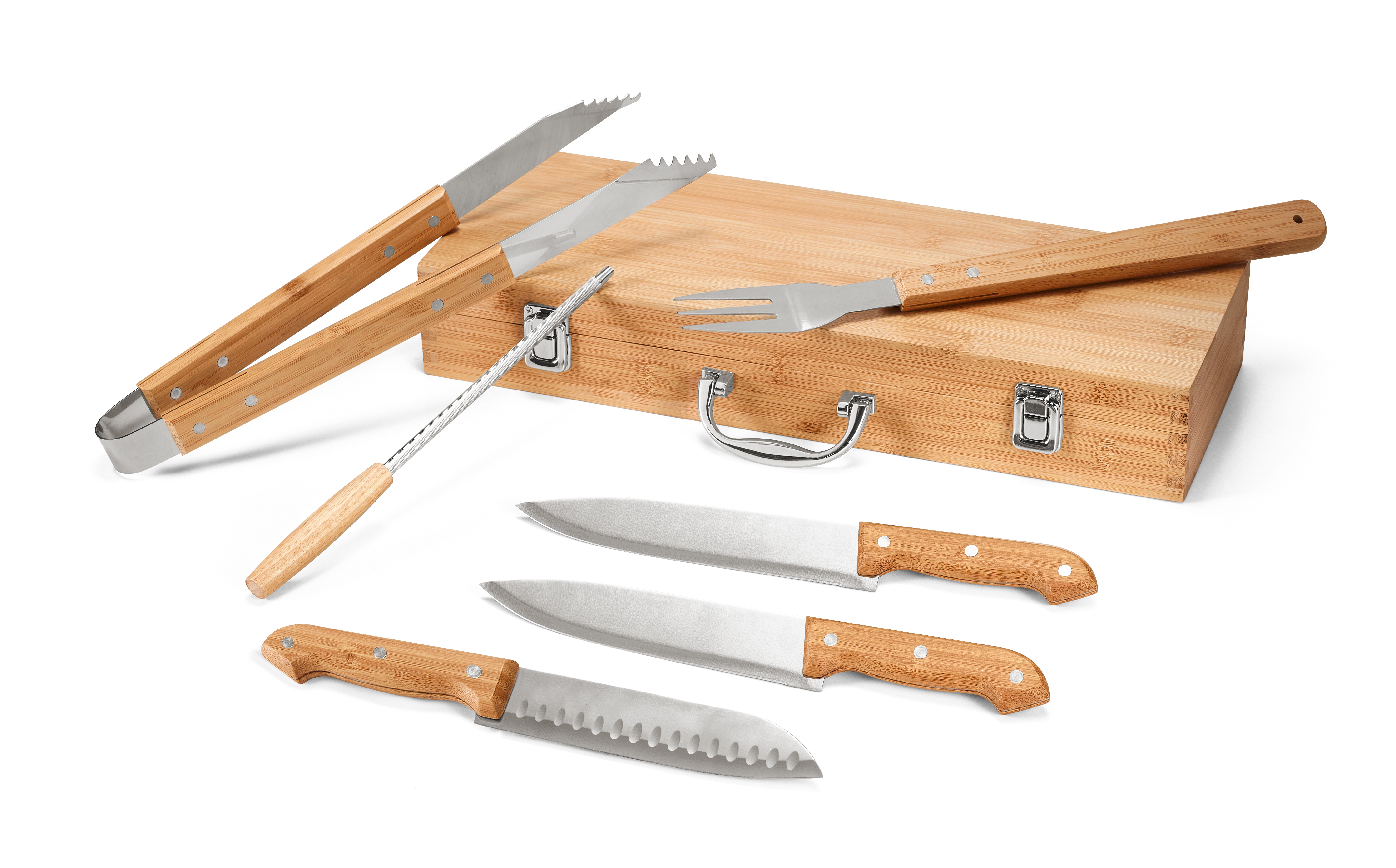 KABSA. Conjunto de utensílios de barbecue em caixa de bambu