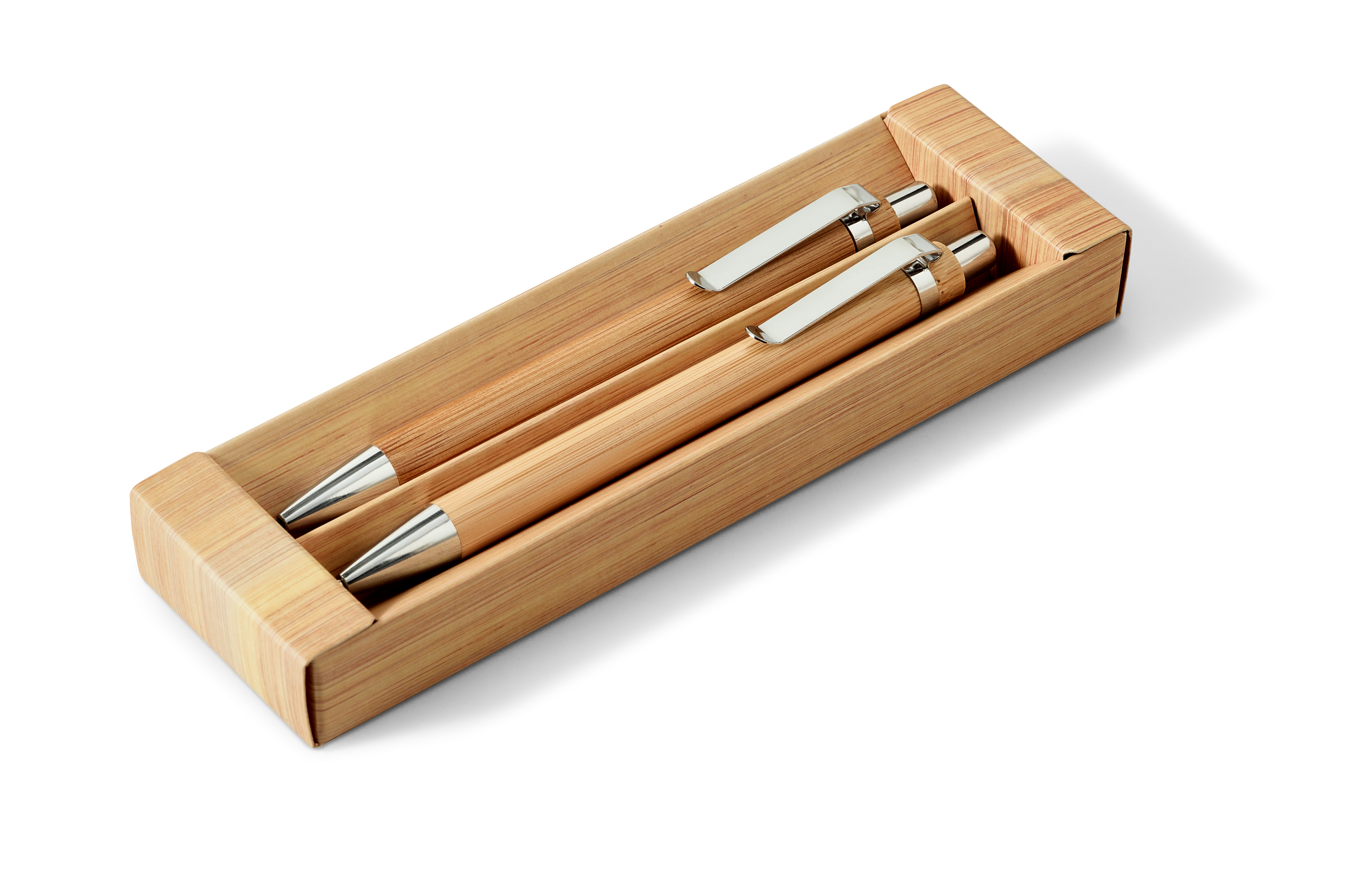 GREENY. Conjunto de esferográfica e lapiseira em bambu