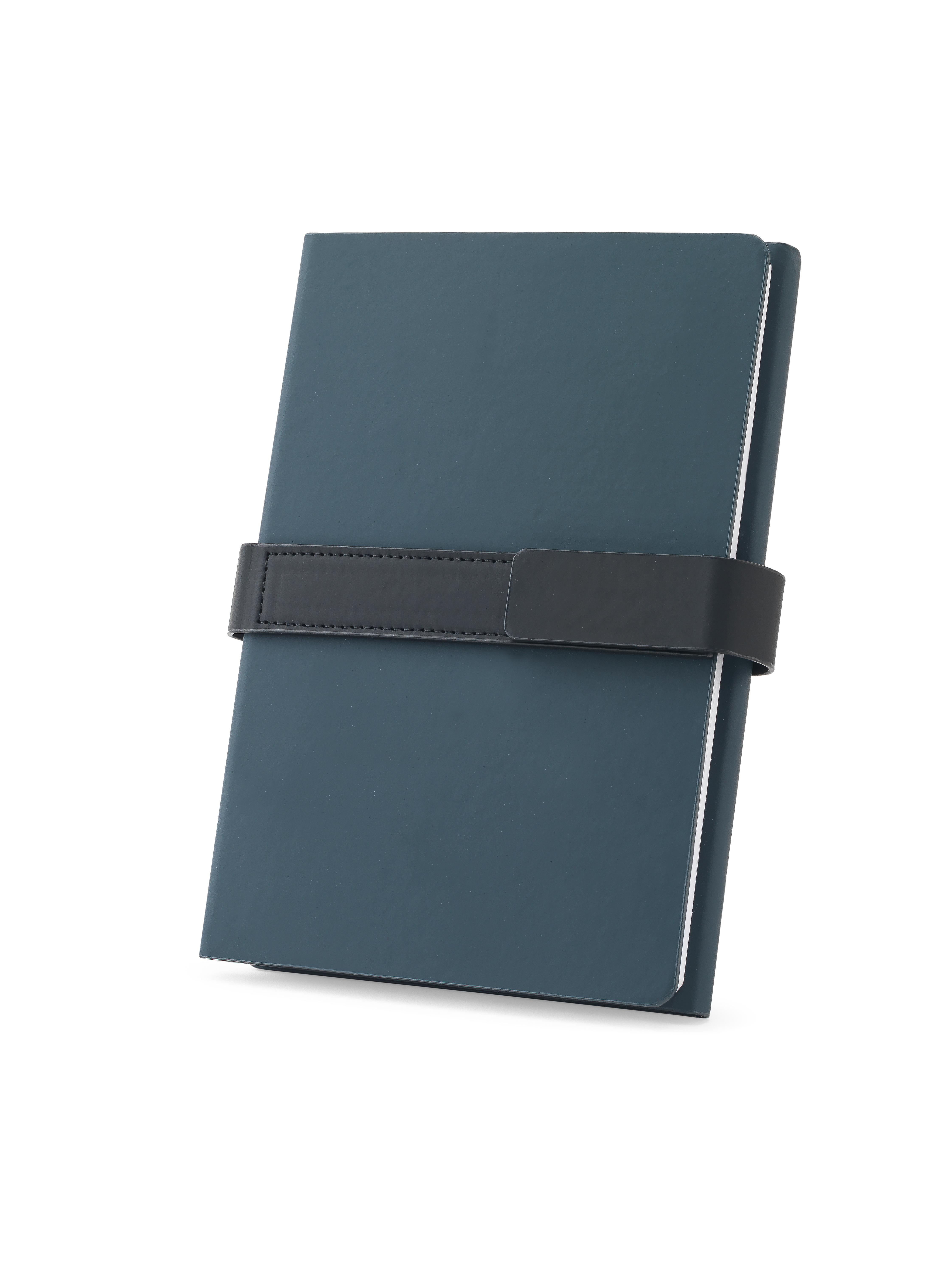 SANDERSON. Bloco de notas A5 em PU (50% reciclado) com dois blocos: páginas pautadas e páginas lisas