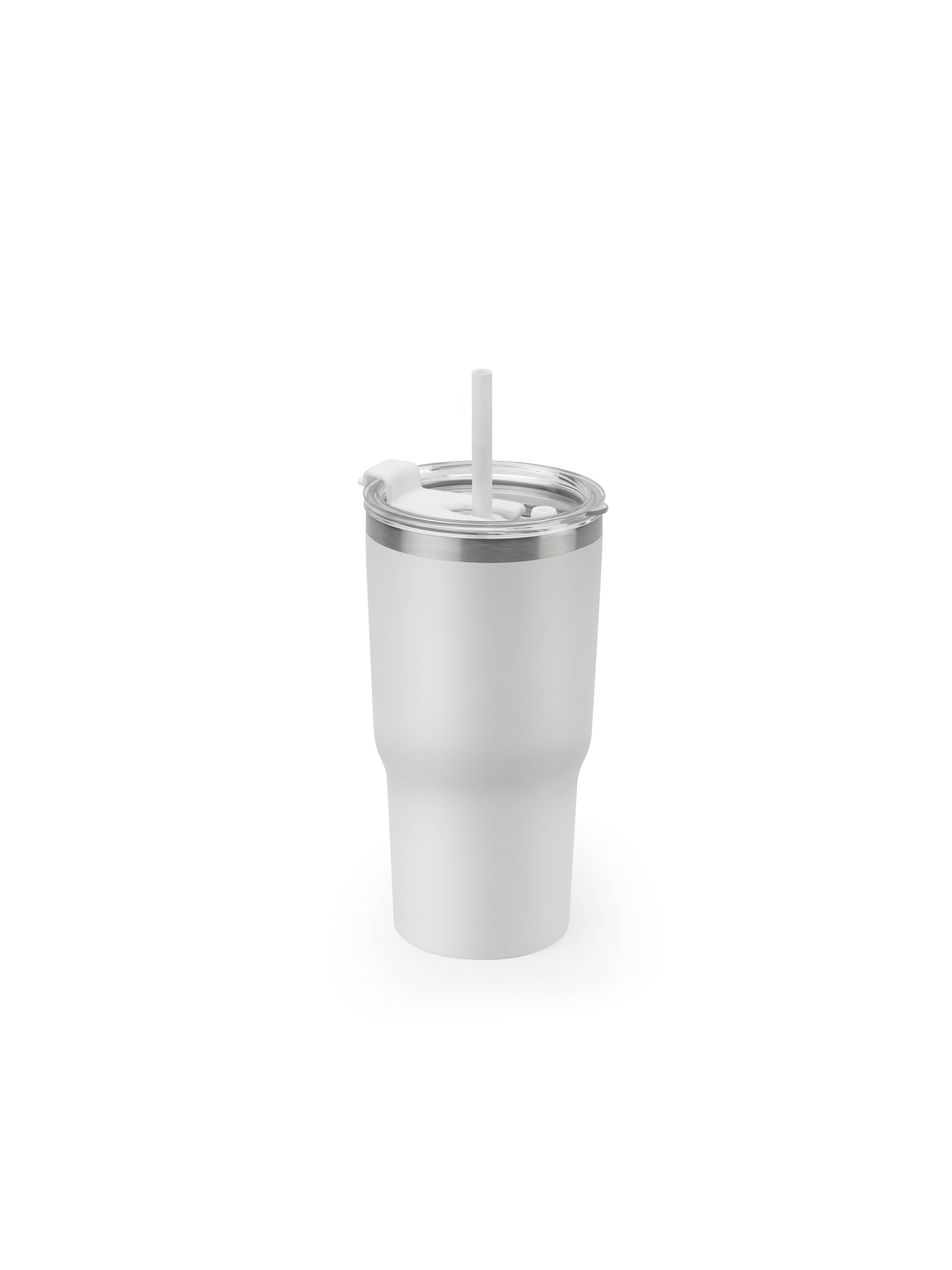 JOYNER M. Copo de viagem compacto em aço inoxidável (91% reciclado) com parede dupla isolada a vácuo e acabamento mate 600 mL
