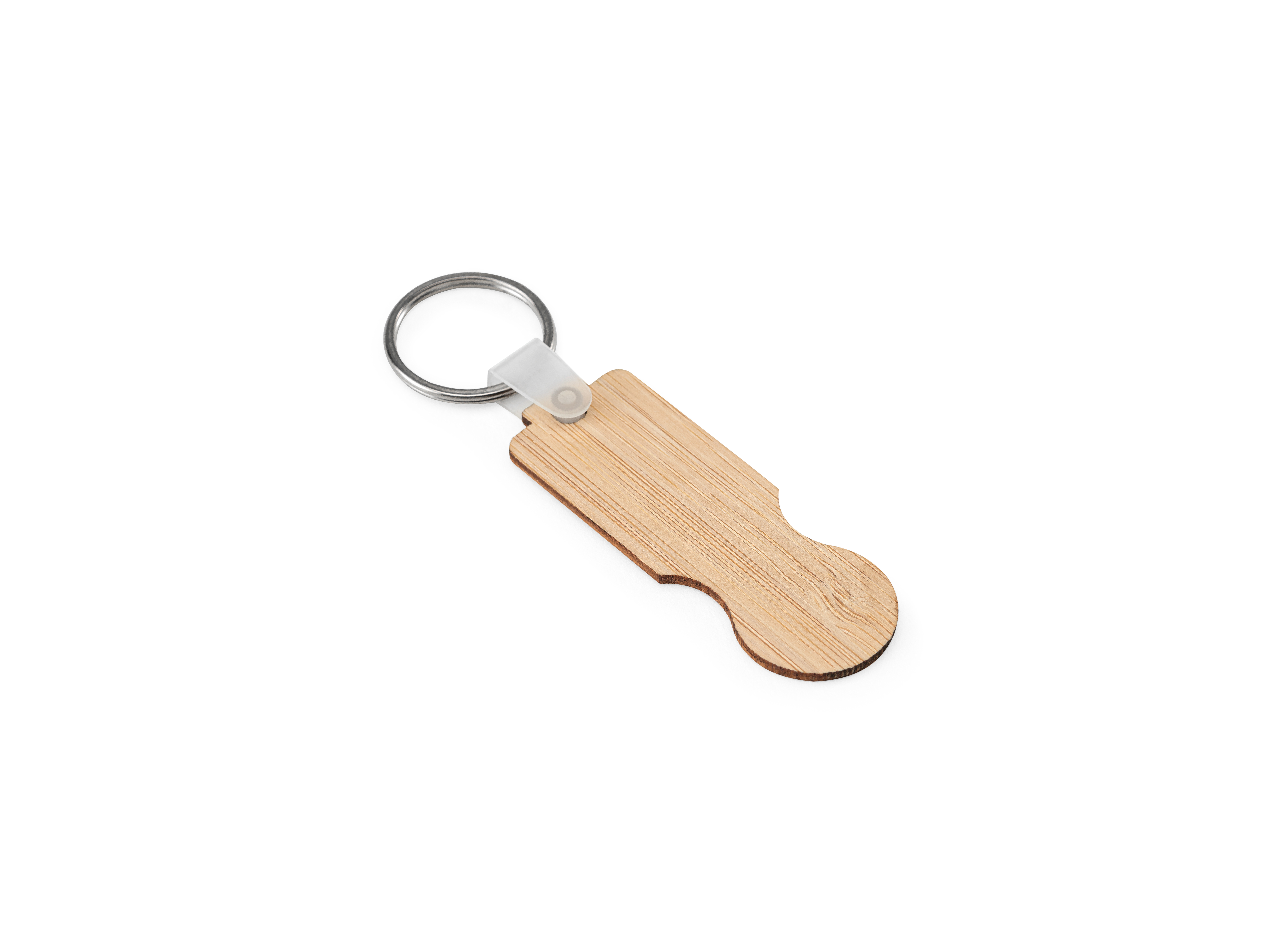 SHOPZ. Porta-chaves em bambu com extremidade em formato de moeda