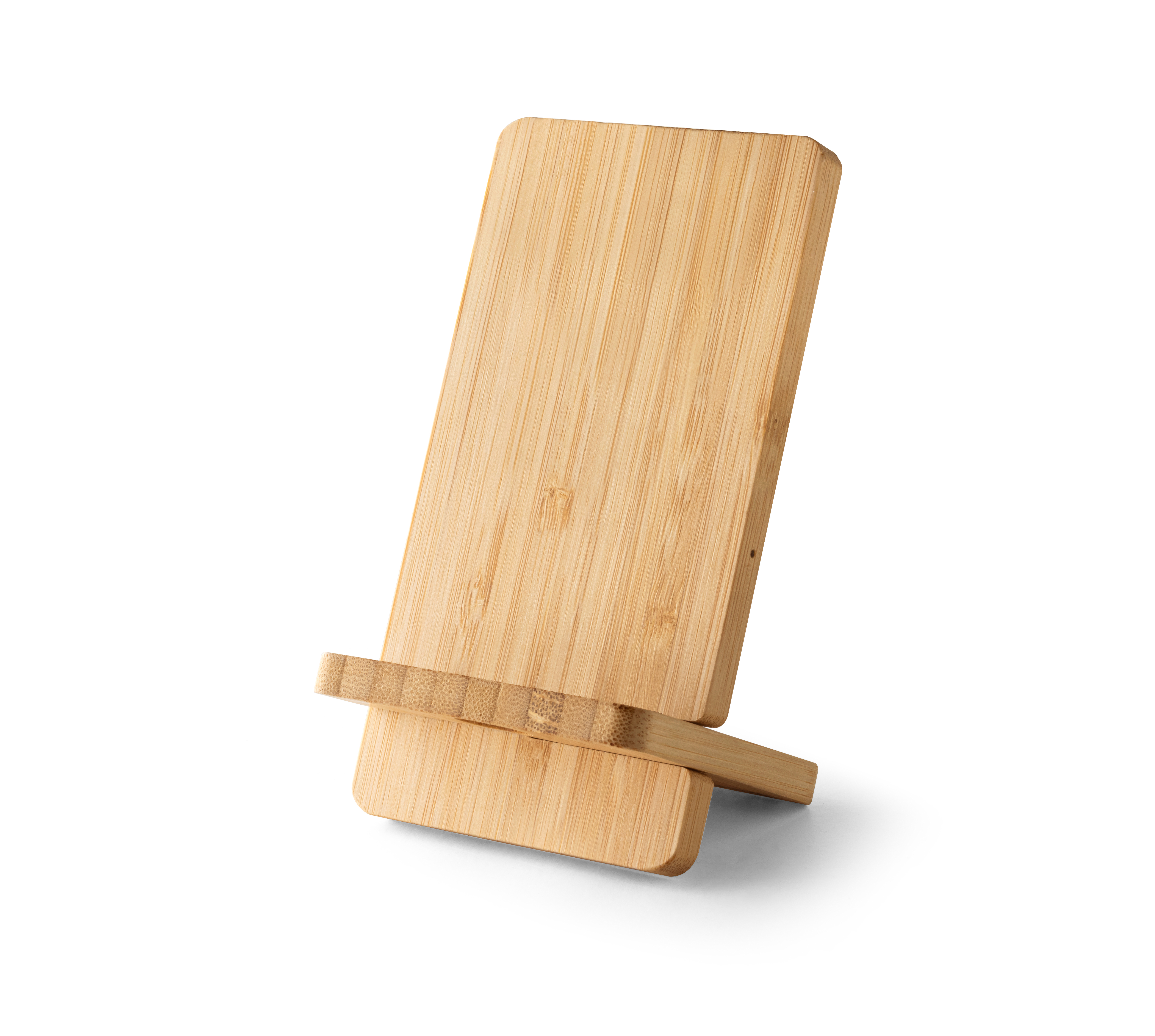 LANGE. Suporte para smartphone com carregador super-rápido wireless 15W em bambu