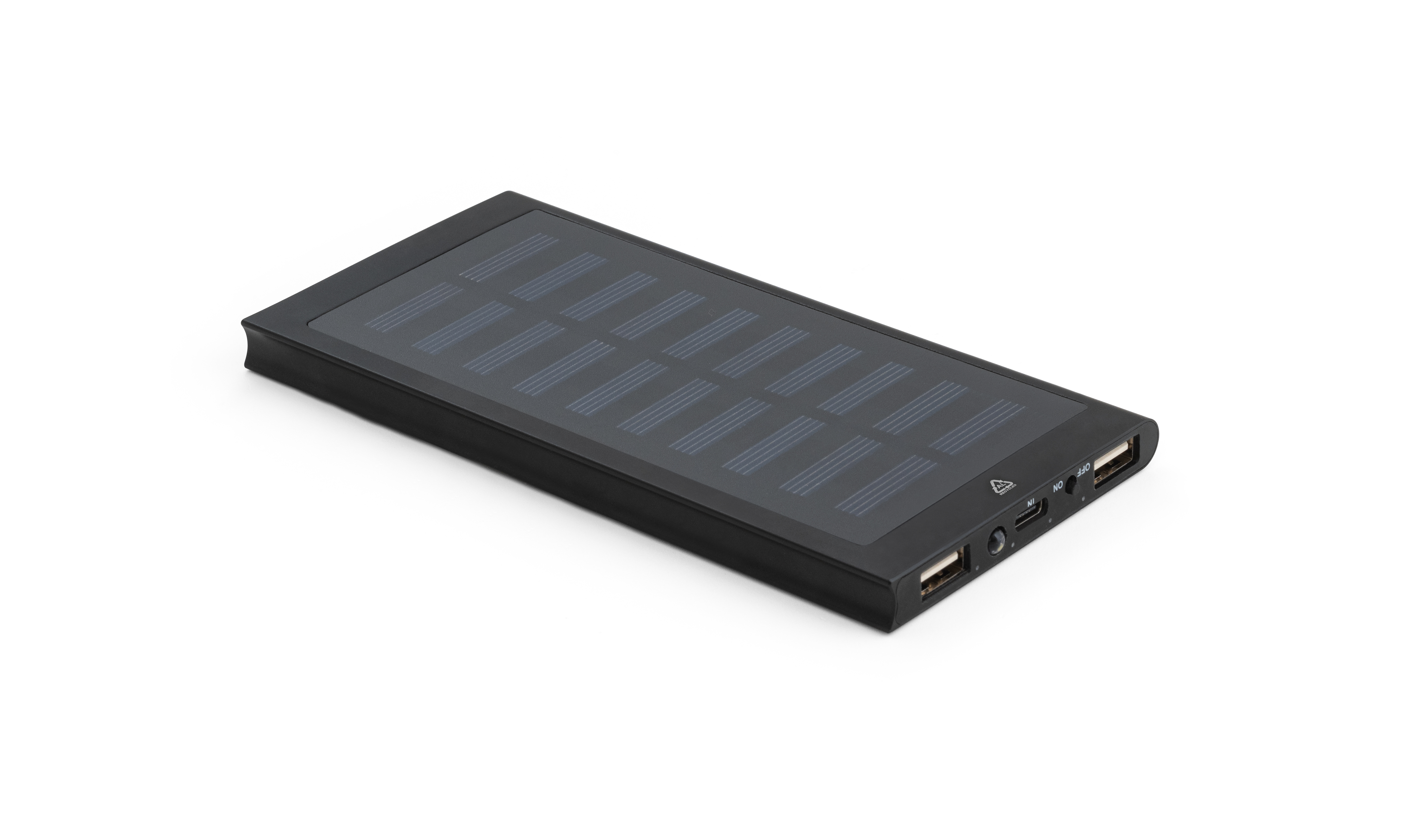CLERK. Power bank 8'000 mAh com painel solar em alumínio 100% reciclado