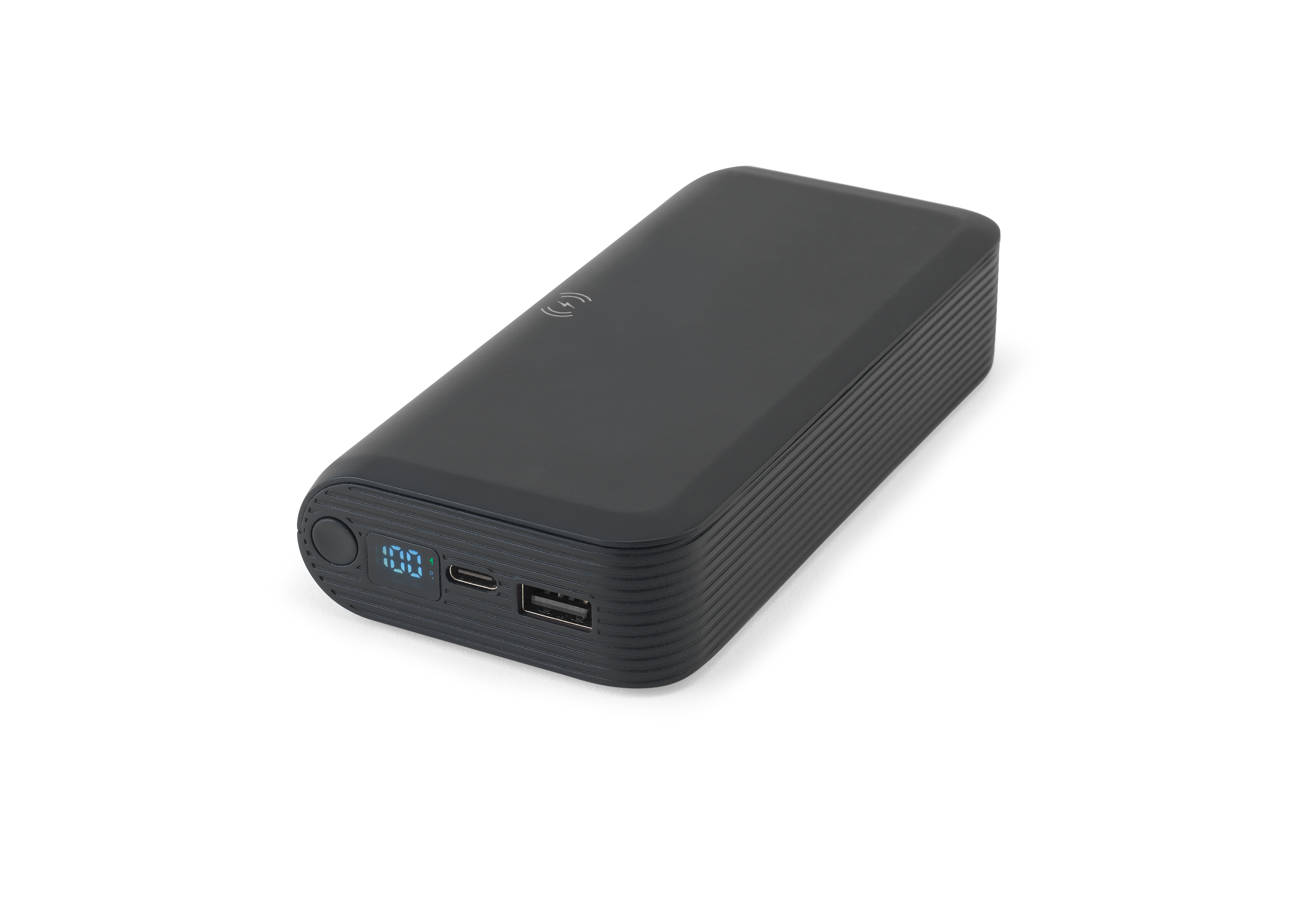 BECKER 20. Power bank 20'000 mAh em ABS reciclado (100% rABS) com carregador wireless super rápido 15W