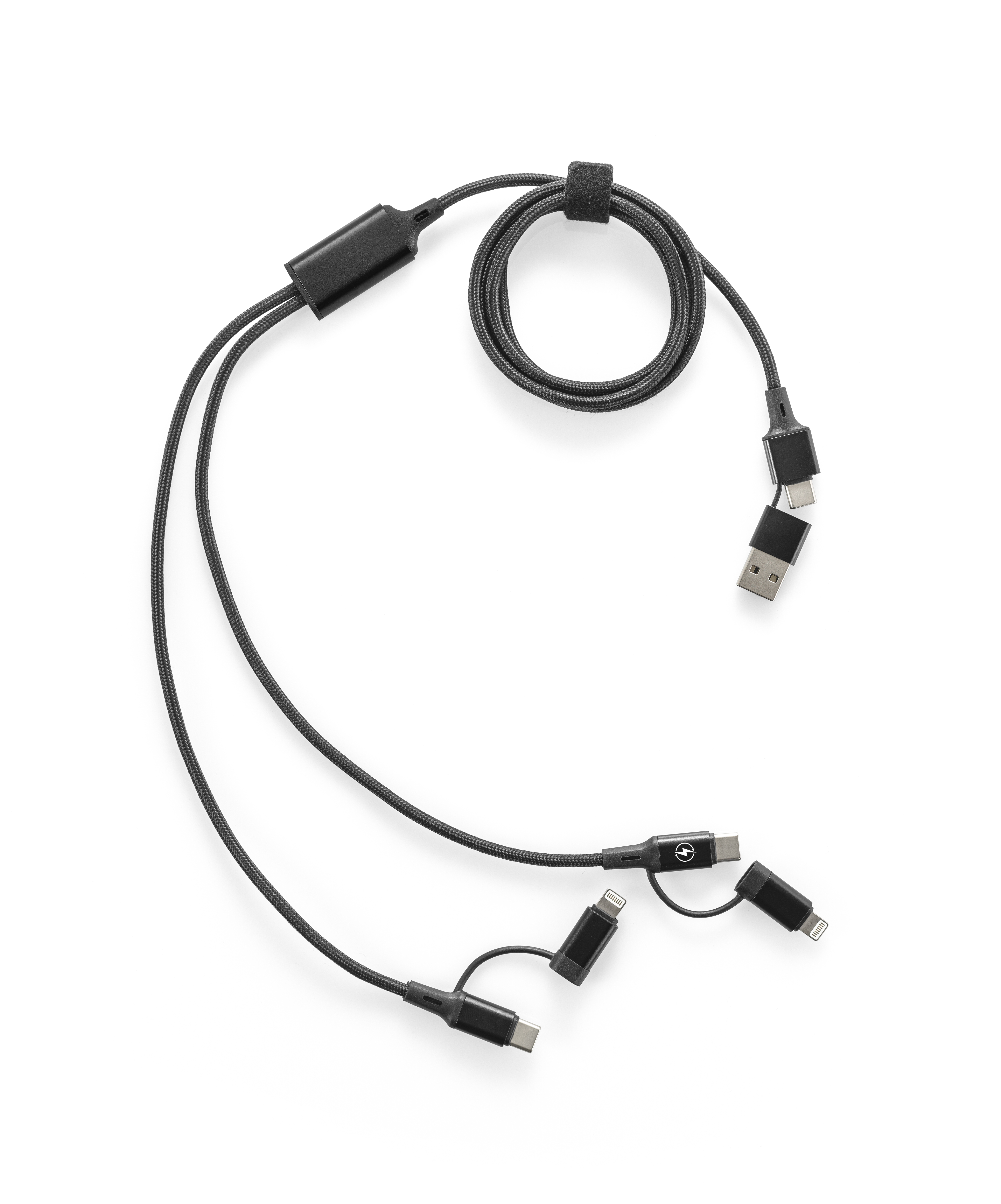 BERTOZZI. Cabo USB super rápido 6 em 1 em alumínio reciclado (20%) e PET reciclado (4%)