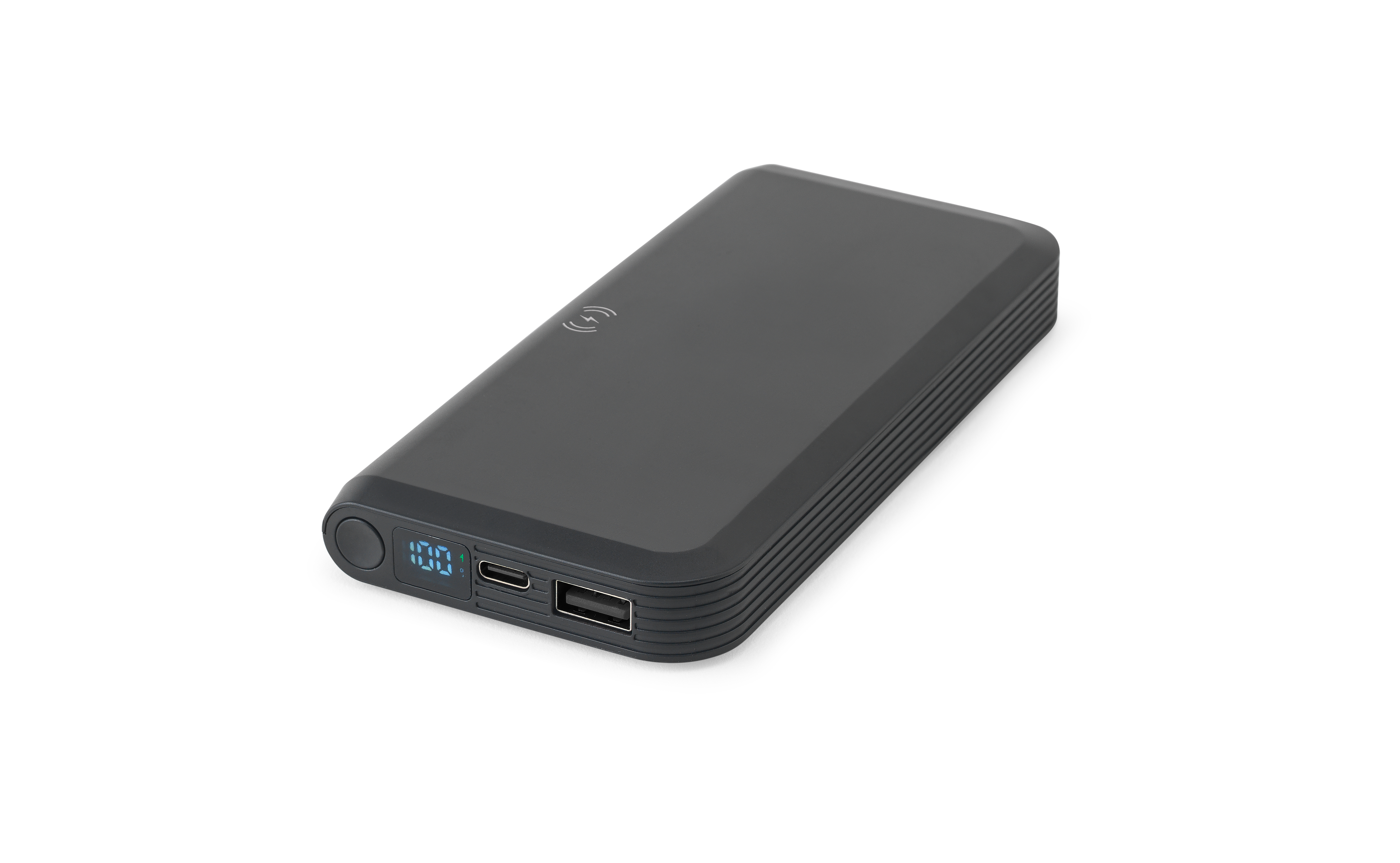BECKER 10. Power bank 10'000 mAh em ABS reciclado (100% rABS) com carregador wireless super rápido 15W