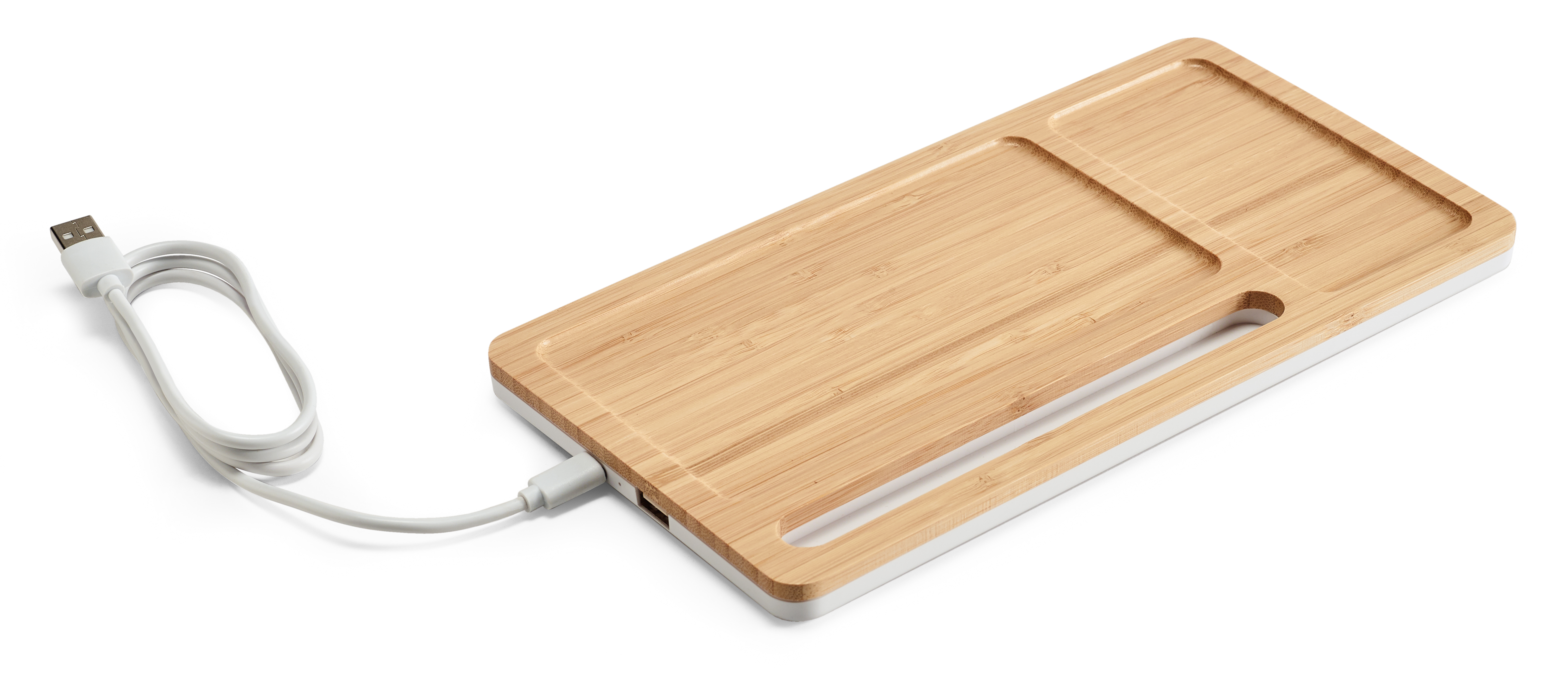 MOTT. Organizador de secretária com carregador wireless 15W em bambu e ABS
